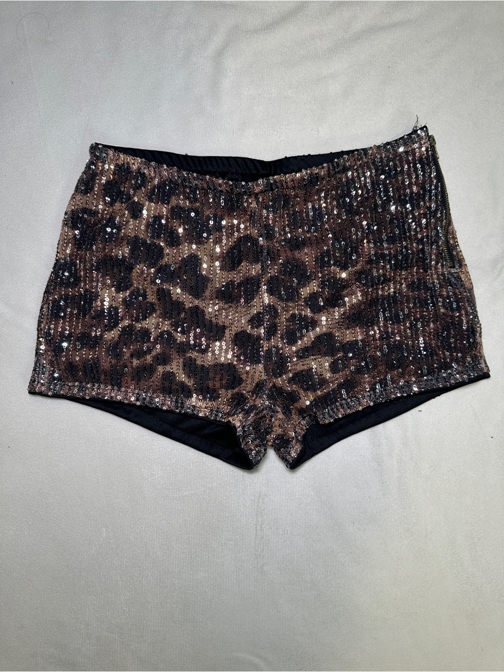 Romwe Leopard Sequin Shorts Size Small Party Y2K